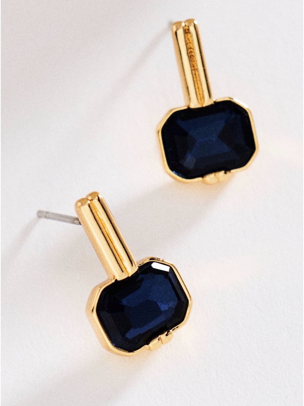 NWT Anthropologie Square Crystal Drop Earrings Blue